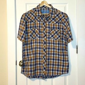Southern Thread plaid button snap shirt sz XXL